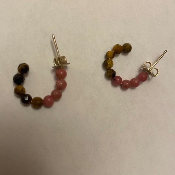 Chan Luu Small Hoops Tiger Eye & Rose Quartz 1/2" - Picture 6 of 7